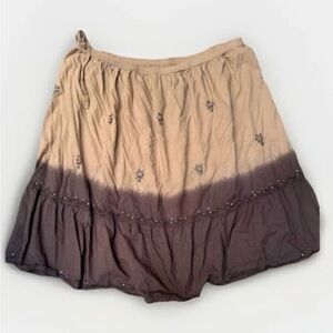 100% Cotton Venezia Boho Brown Fairy Ombré Midi Maxi Stretch Skirt 26/28 (4X)